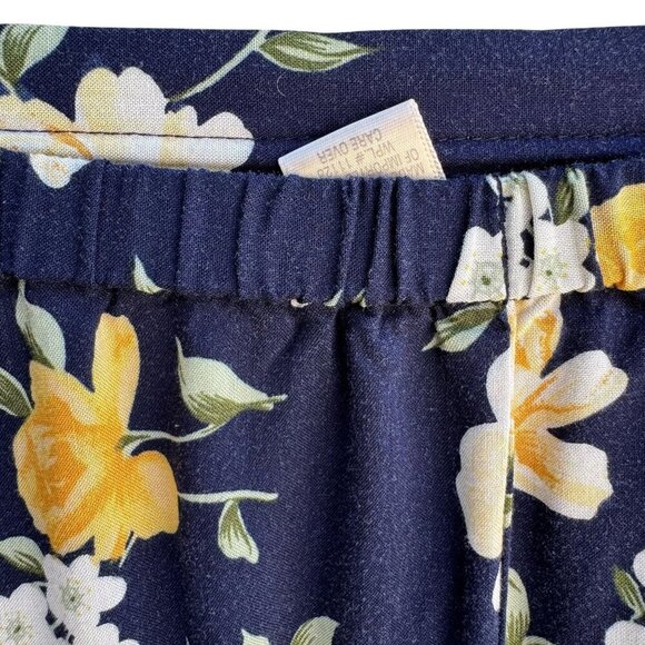 Capistrano Essentials Vintage Womens Navy Flowy Floral Midi Full Skirt 26/28 - Picture 5 of 8